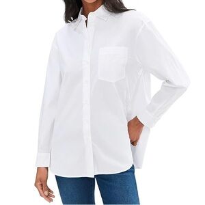 Madewell White 100% Cotton Oversized Button Down Ex-Boyfriend Shirt Medium